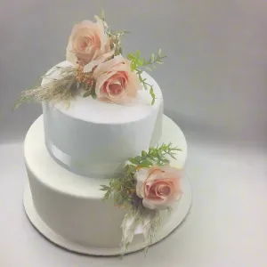 Peach, Gold And Pampas Cake Flowers - Artificial Silk Flowers